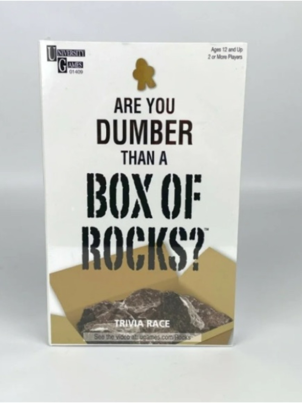 Are You Dumber Than a Box of Rocks? Trivia Game - Universal Games - White/Gold